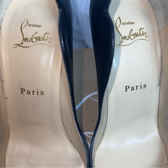 Christian Louboutin Hot Chick 100 Black Nappa with Casali Mirror Soles 37.5 - Picture 10 of 16